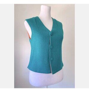 Fabulous Vintage 70's ? Short Teal Button Down Vest